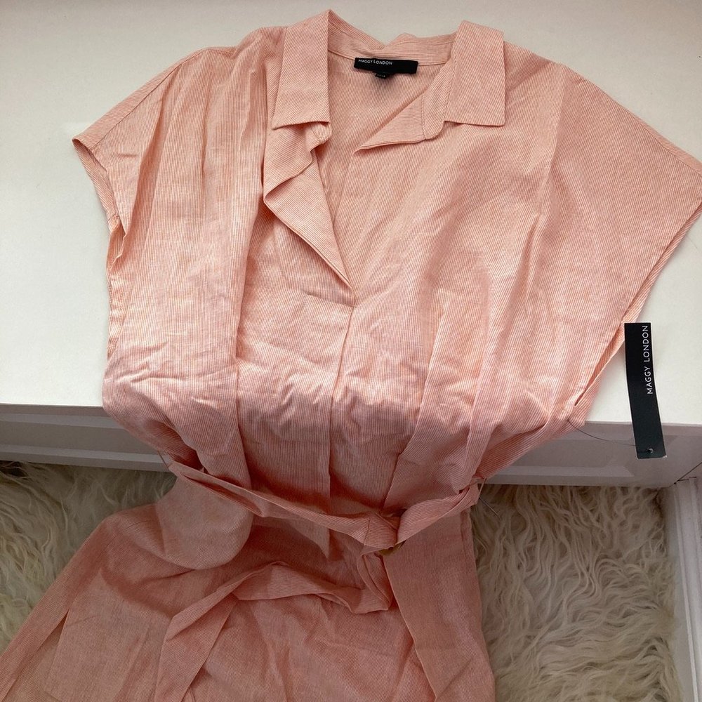 MAGGY LONDON Collared Tie Waist Midi Dress - Picture 5 of 9